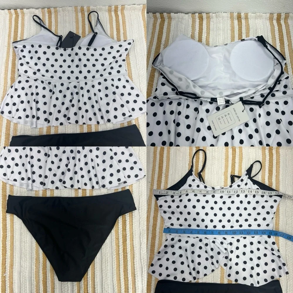 Ruffle High‎ Waisted Swimsuits Two Piece Bikini Sets Tummy Control